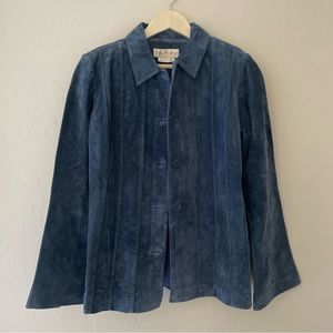 Vintage Margaret Godfrey Blue Suede Leather Jacket